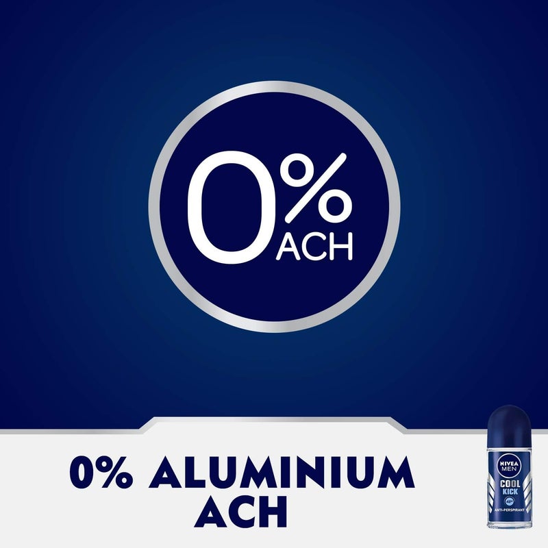 NIVEA MEN Deodorant Roll-on, 48h Protection, Cool Kick Fresh Scent, Pack of 3 (50ml each) - Image 4